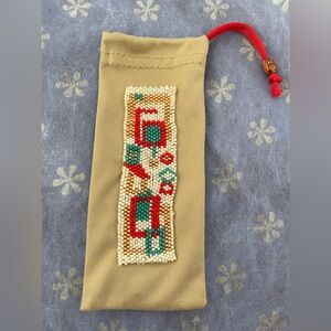 Hand decorated beaded eyeglass pouch
